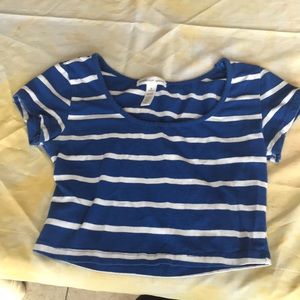 Blue and white striped crop top